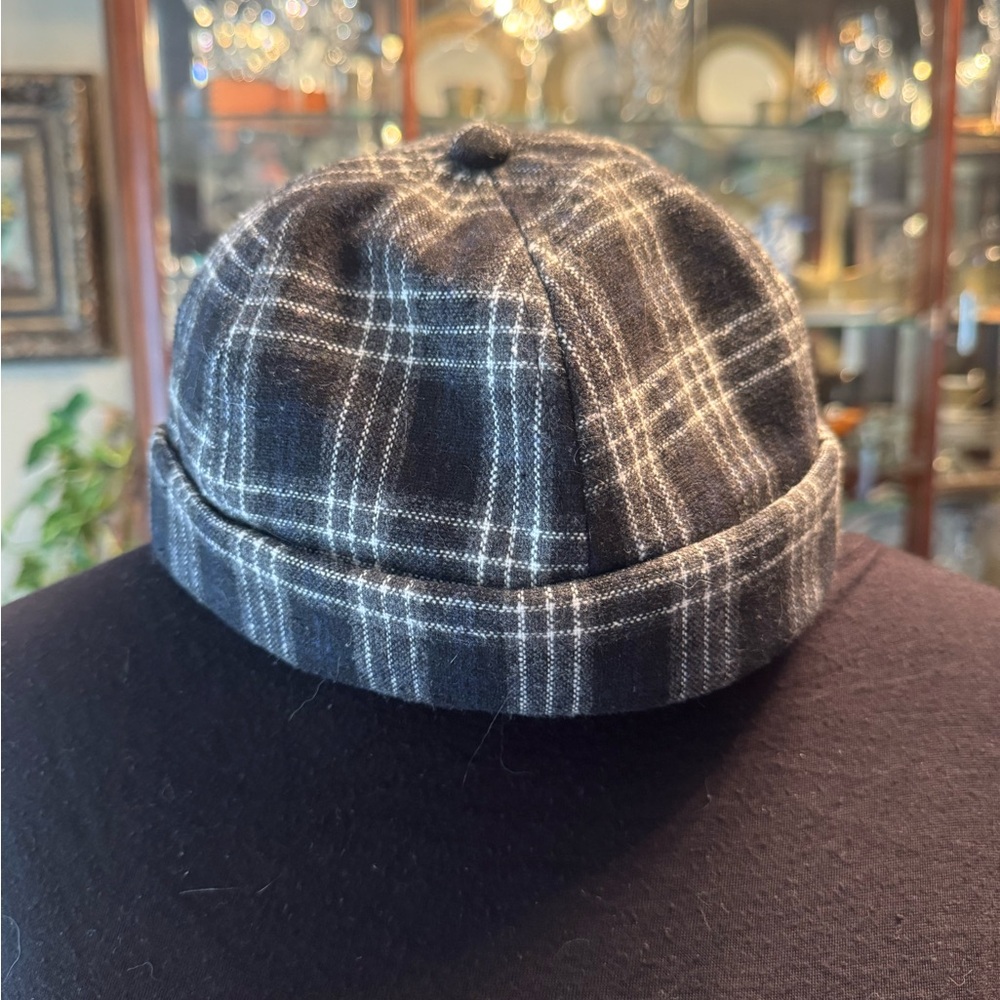 Plaid Black and White Docker Cap